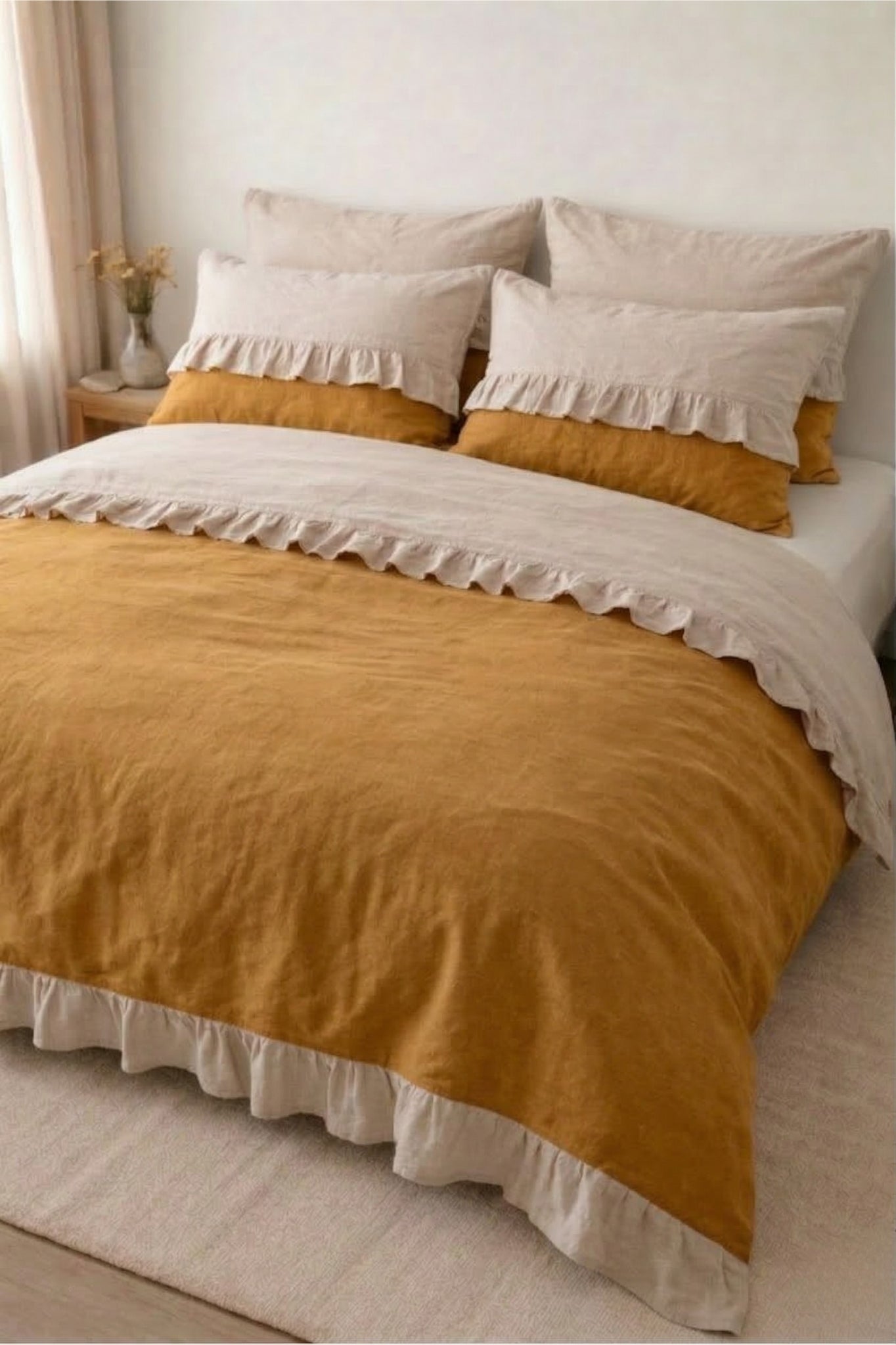 Linen Pillowcase with Ruffle Trim
