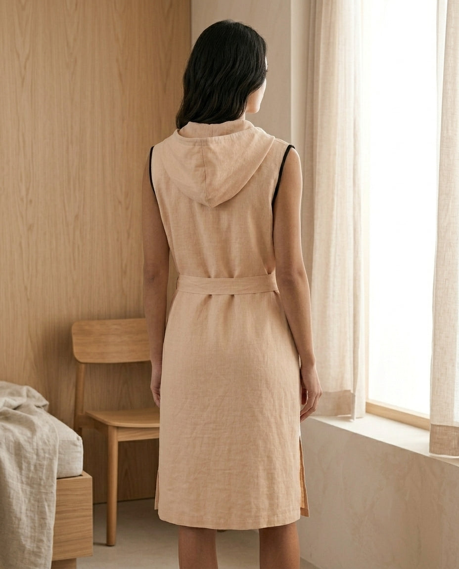 Linen Hooded Midi Dress