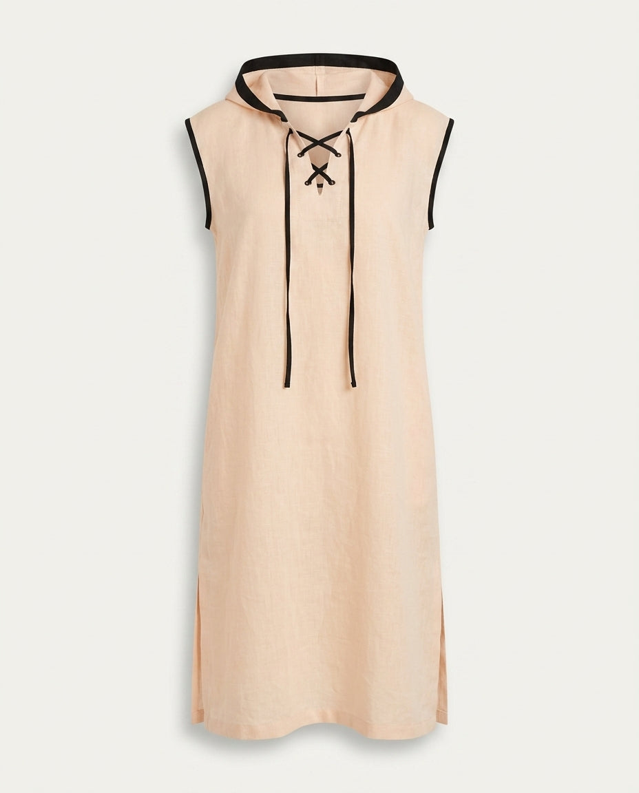 Linen Hooded Midi Dress