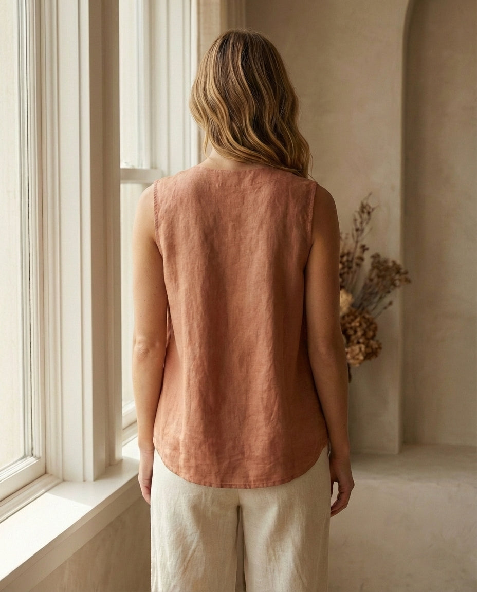 Gathered Linen Wrap Top
