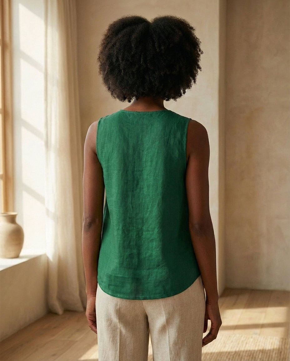Gathered Linen Wrap Top