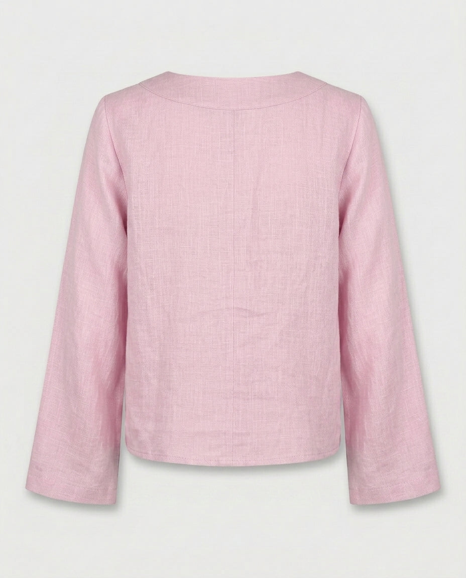 Linen Blouse – V-Neck, Long Sleeve
