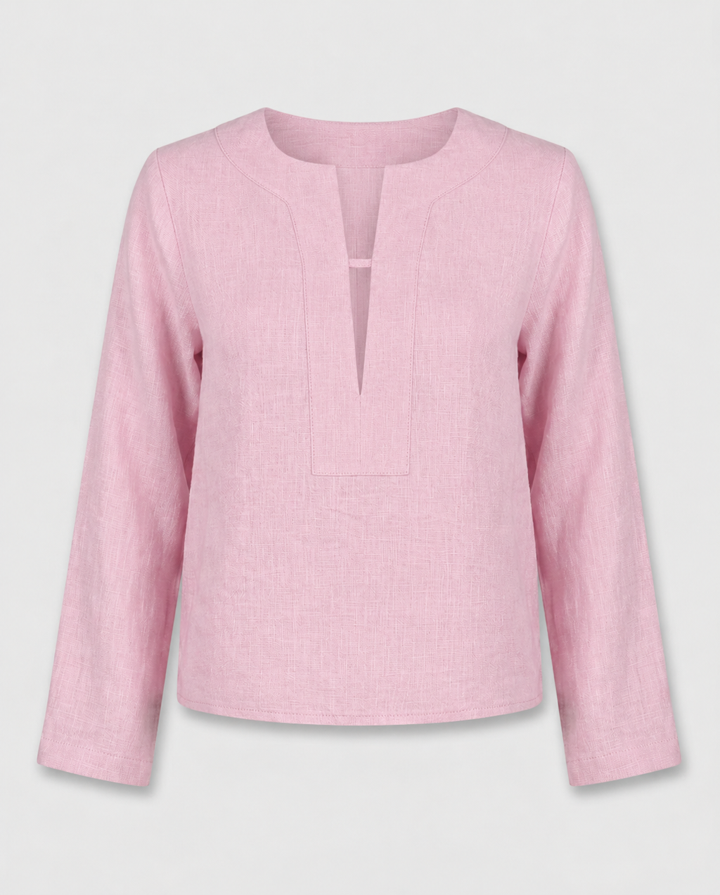 Linen Blouse – V-Neck, Long Sleeve