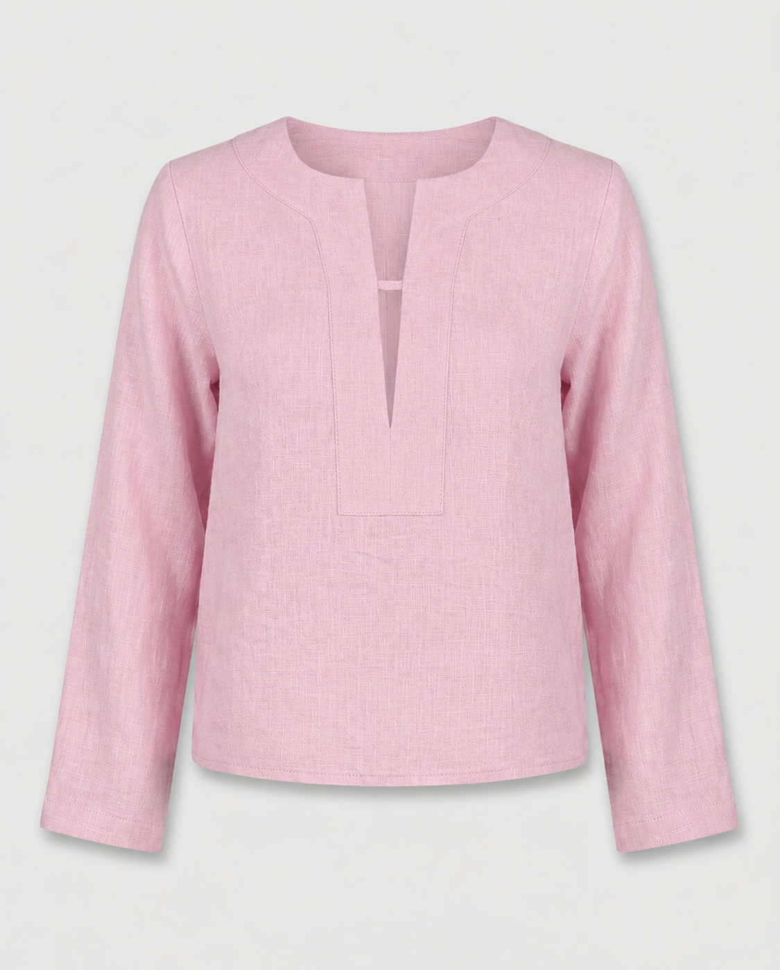 Linen Blouse – V-Neck, Long Sleeve