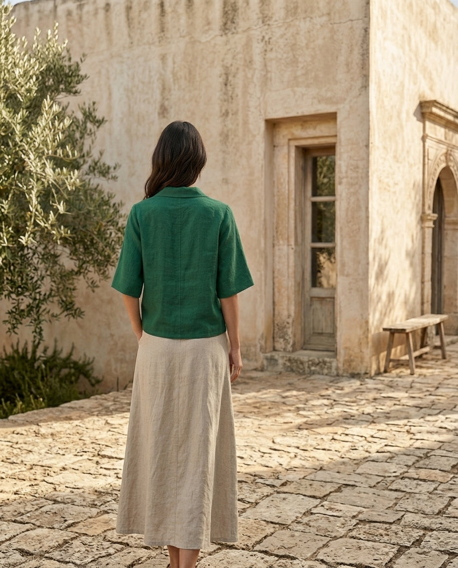 Linen Polo Blouse