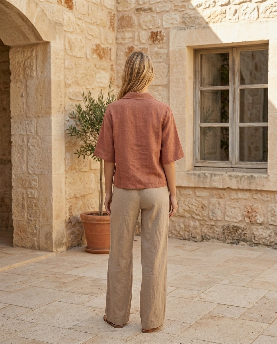 Linen Polo Blouse