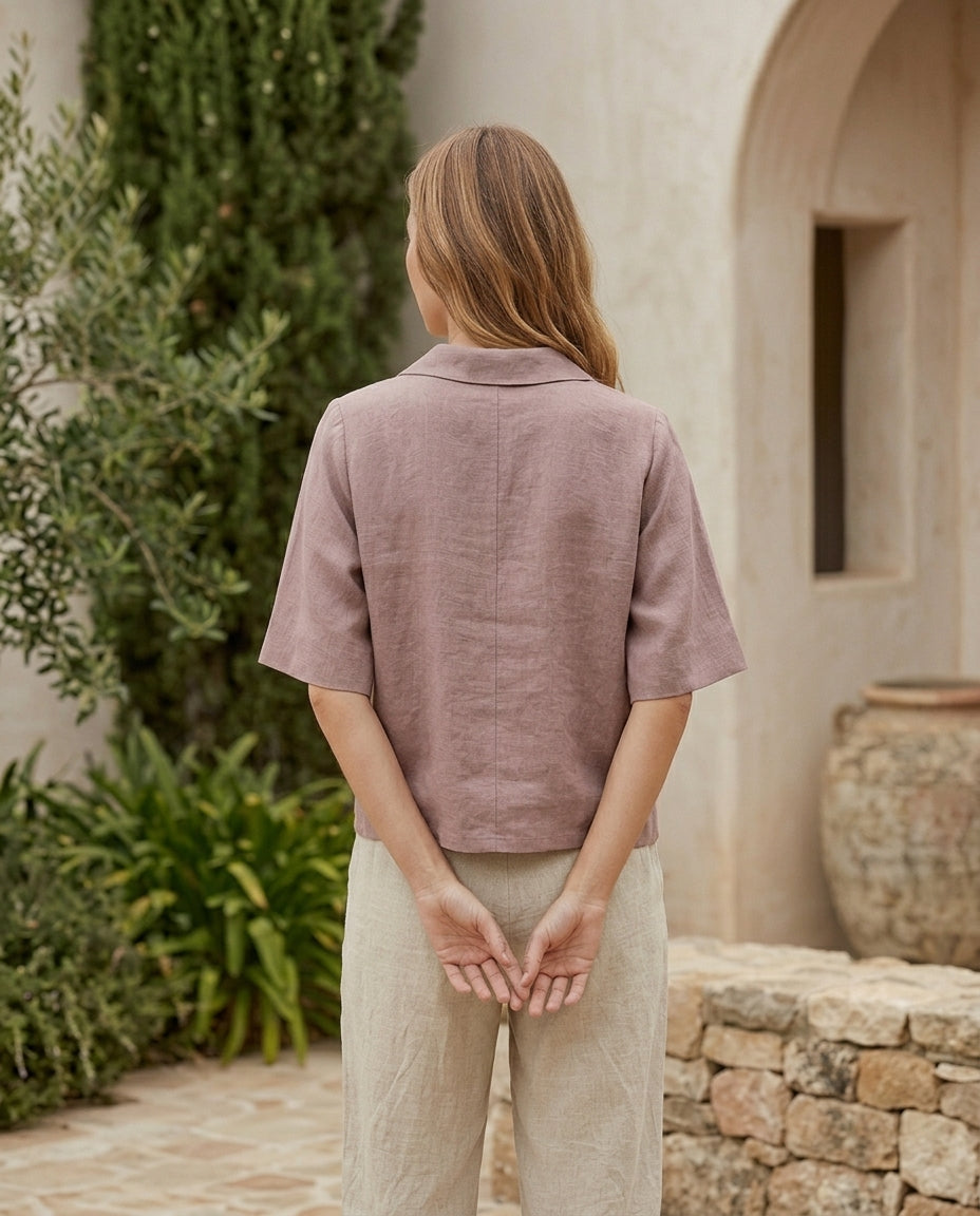 Linen Polo Blouse