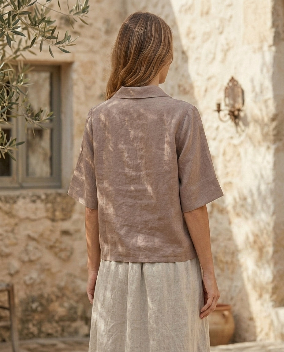 Linen Polo Blouse