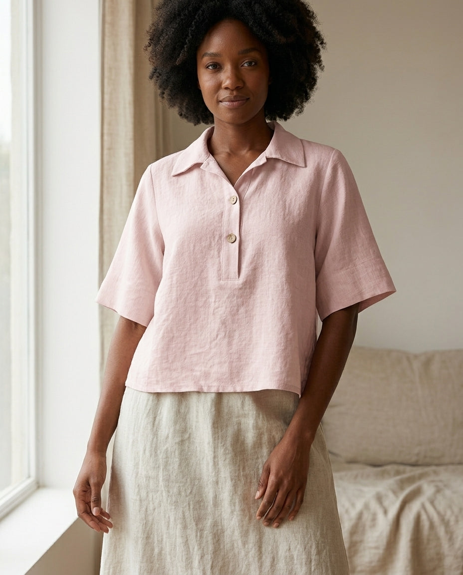 Linen Polo Blouse