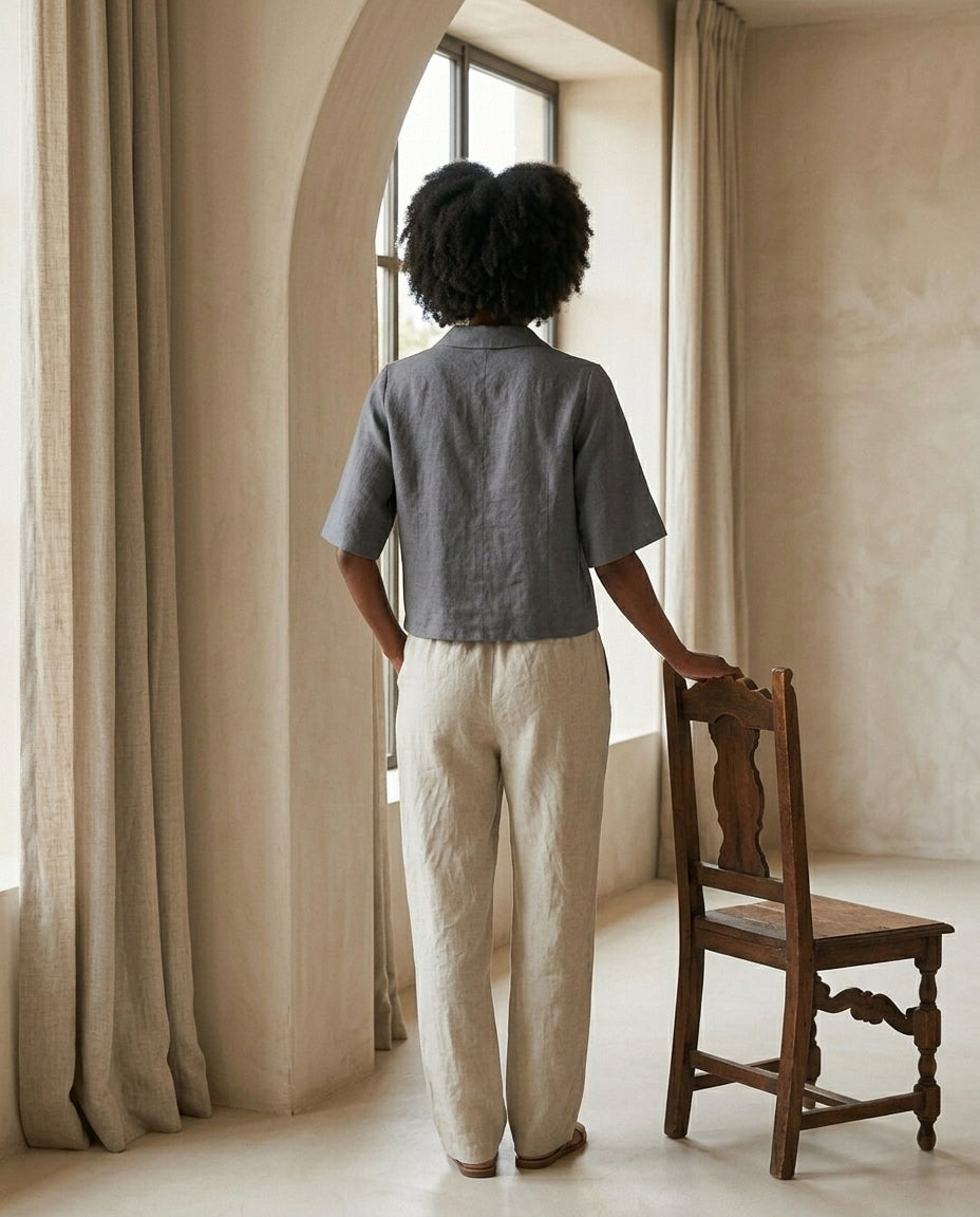 Linen Polo Blouse