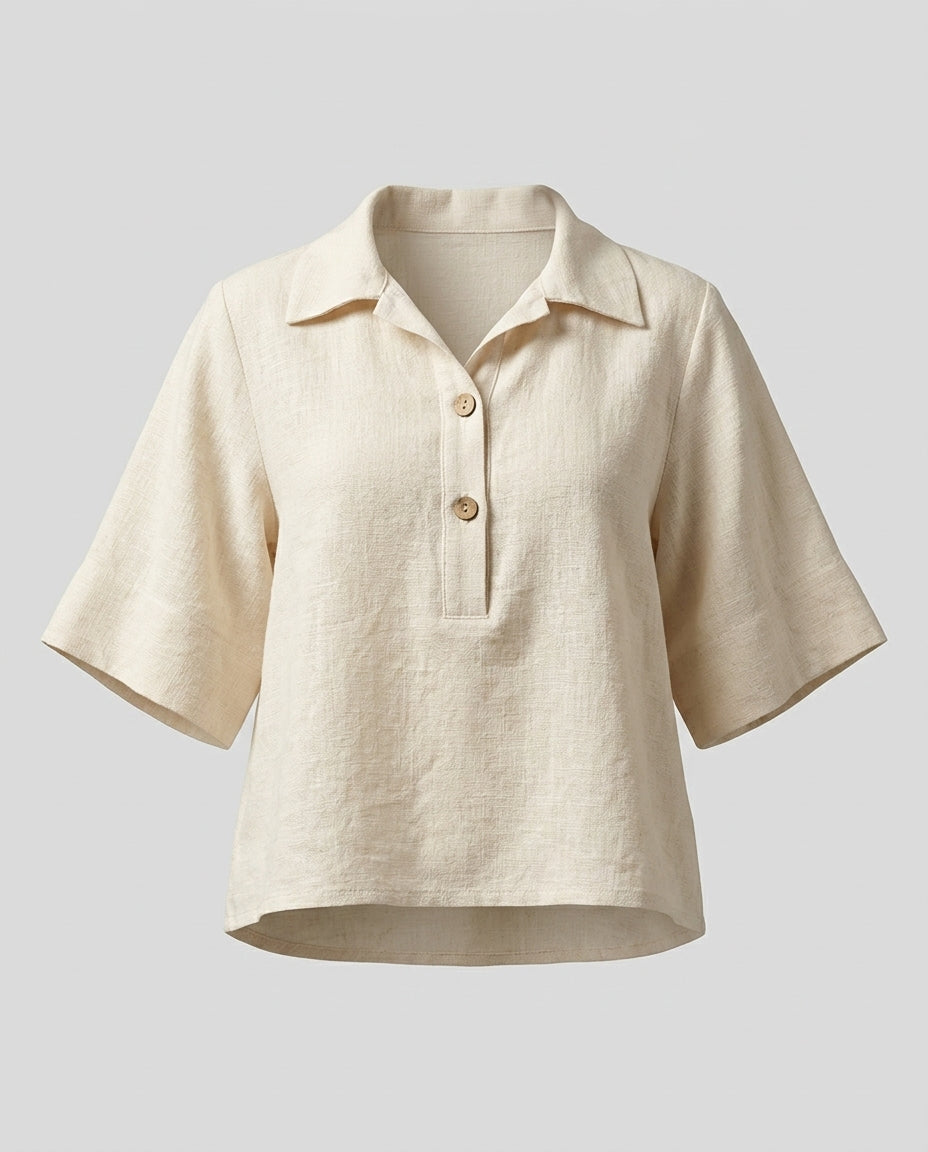 Linen Polo Blouse