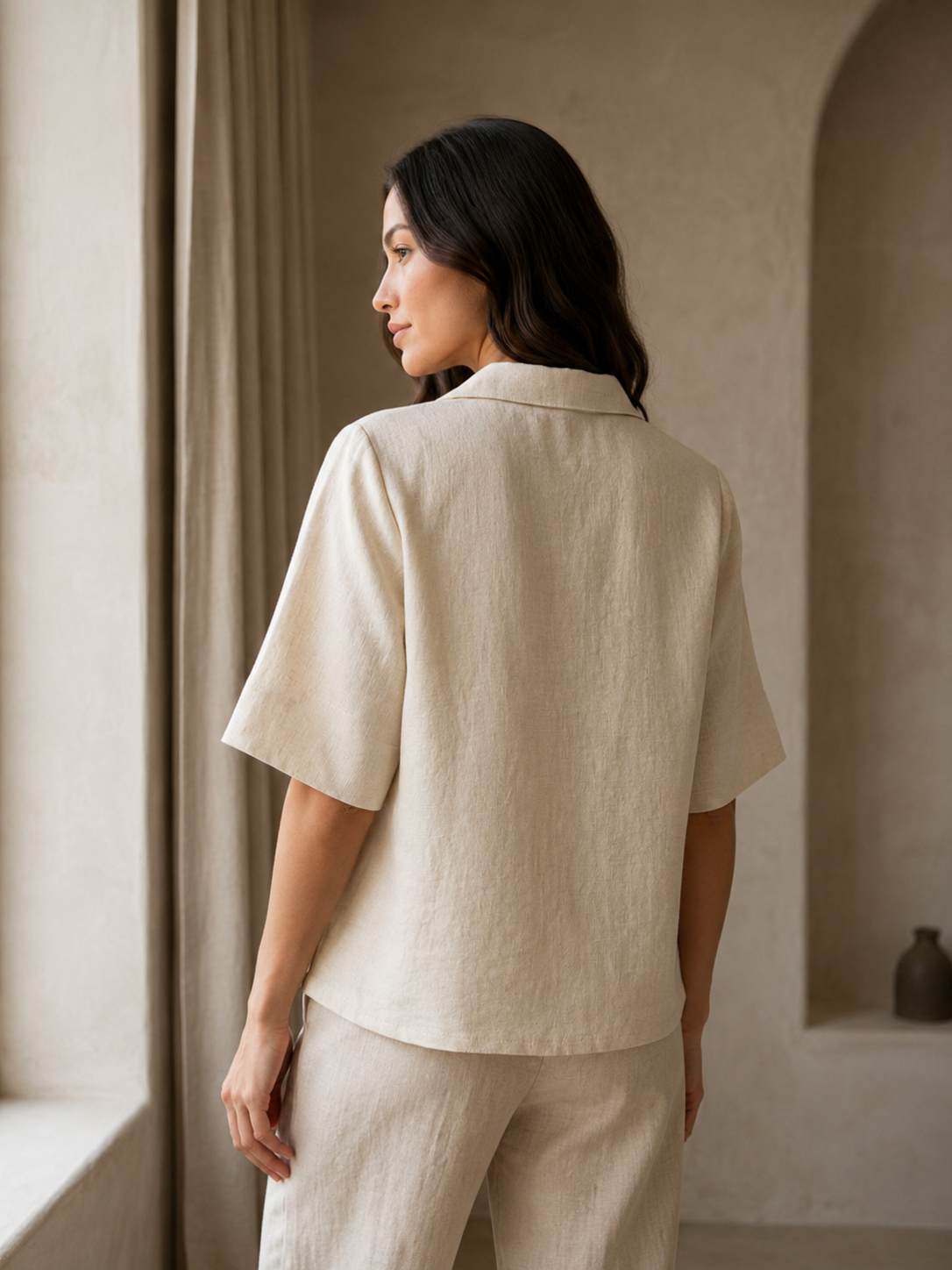 Linen Polo Blouse