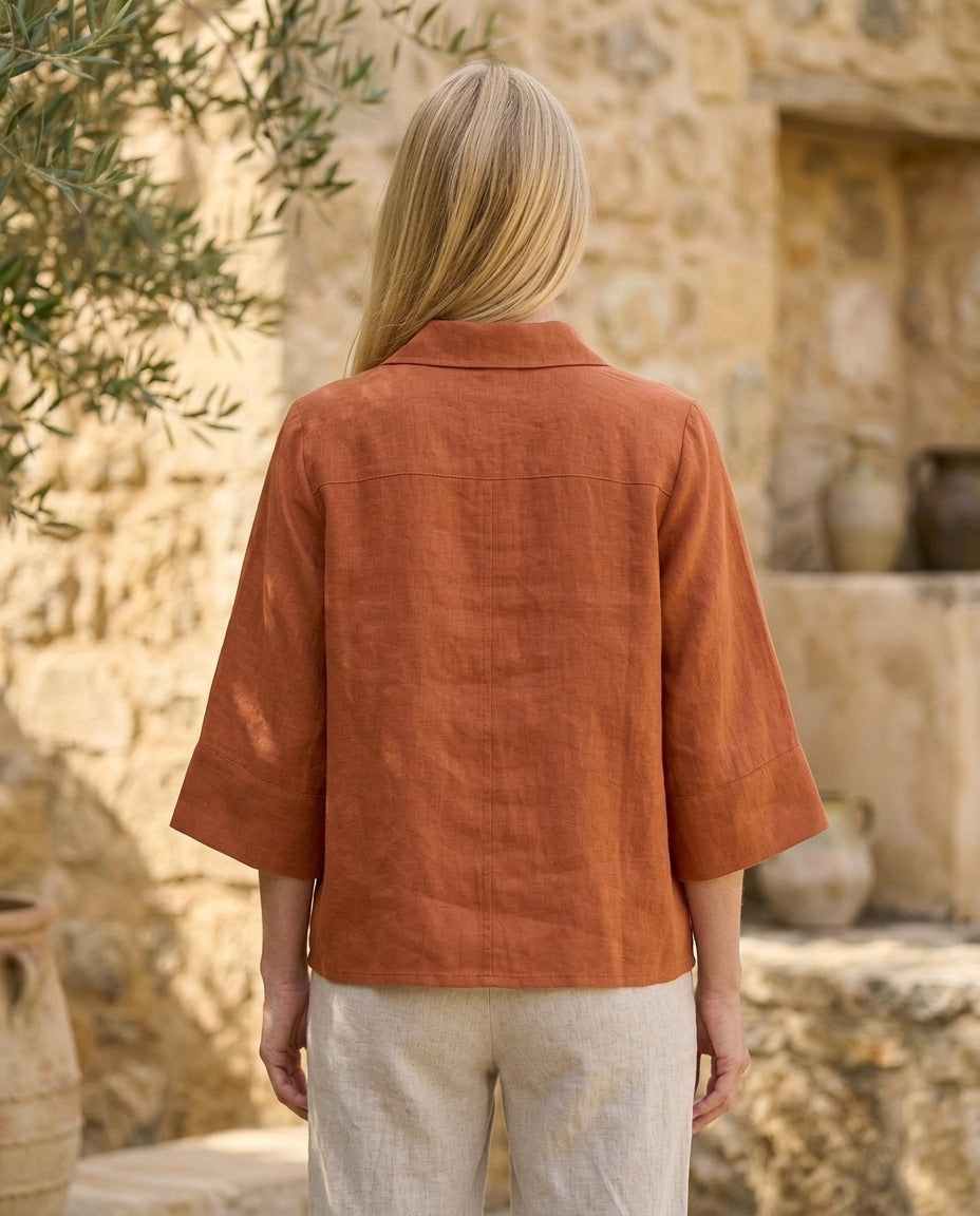 Wide-Sleeve Linen Shirt