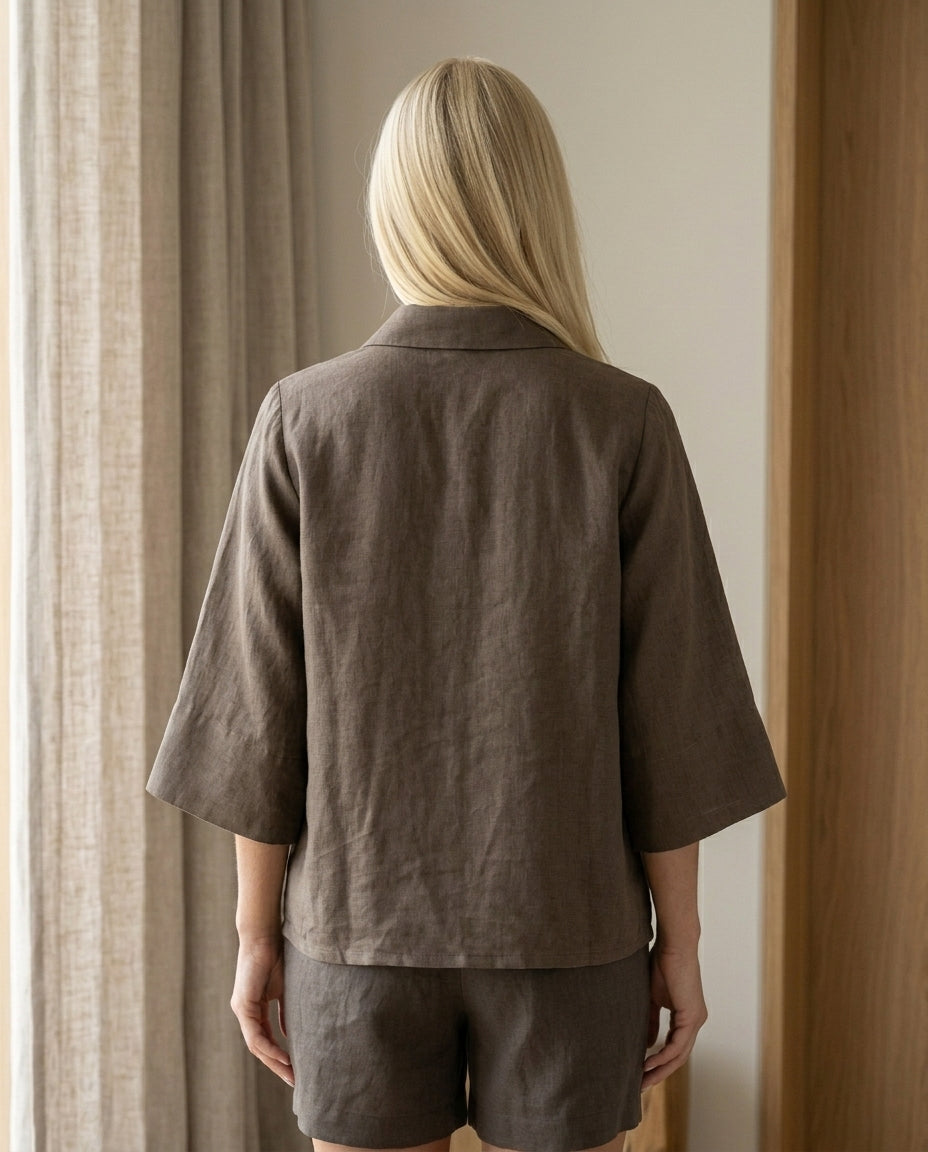 Wide-Sleeve Linen Shirt