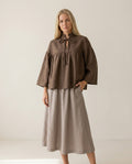 Ruffled Tie-Neck Linen Blouse
