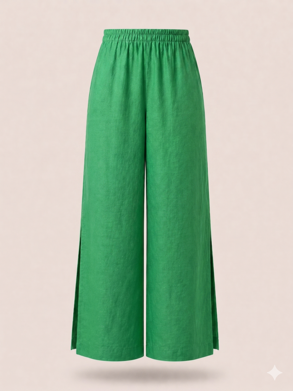 Linen Wide-Leg Pants with Side Slit Detail
