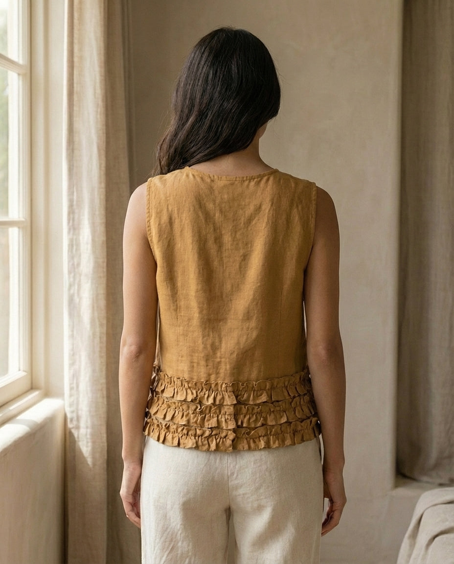 Ruffle Linen Blouse