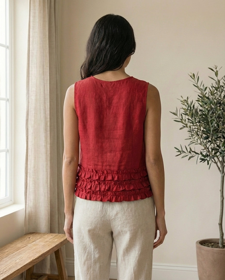 Ruffle Linen Blouse