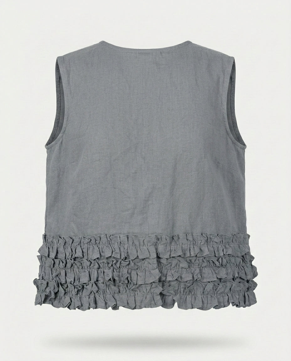 Ruffle Linen Blouse