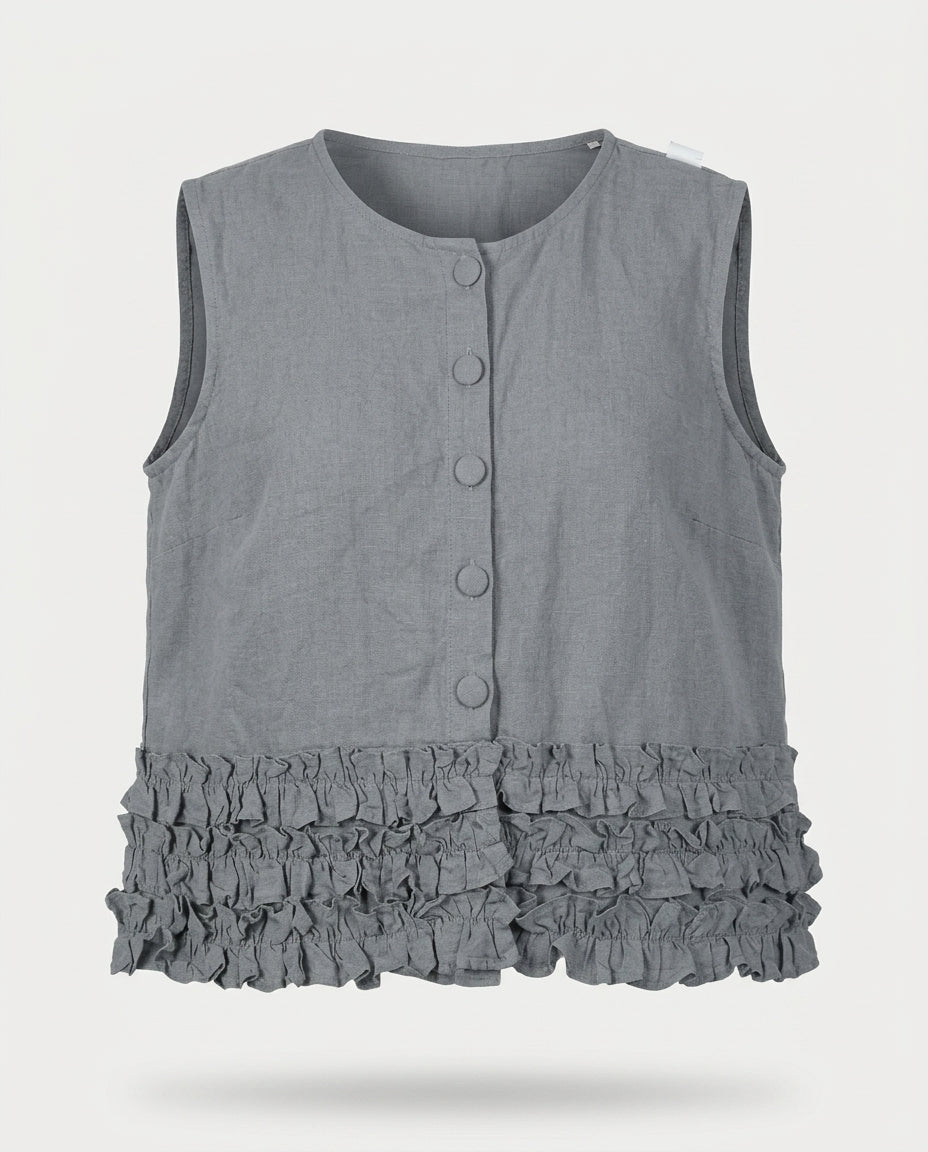 Ruffle Linen Blouse