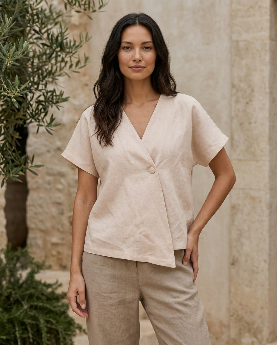 Linen Wrap Blouse