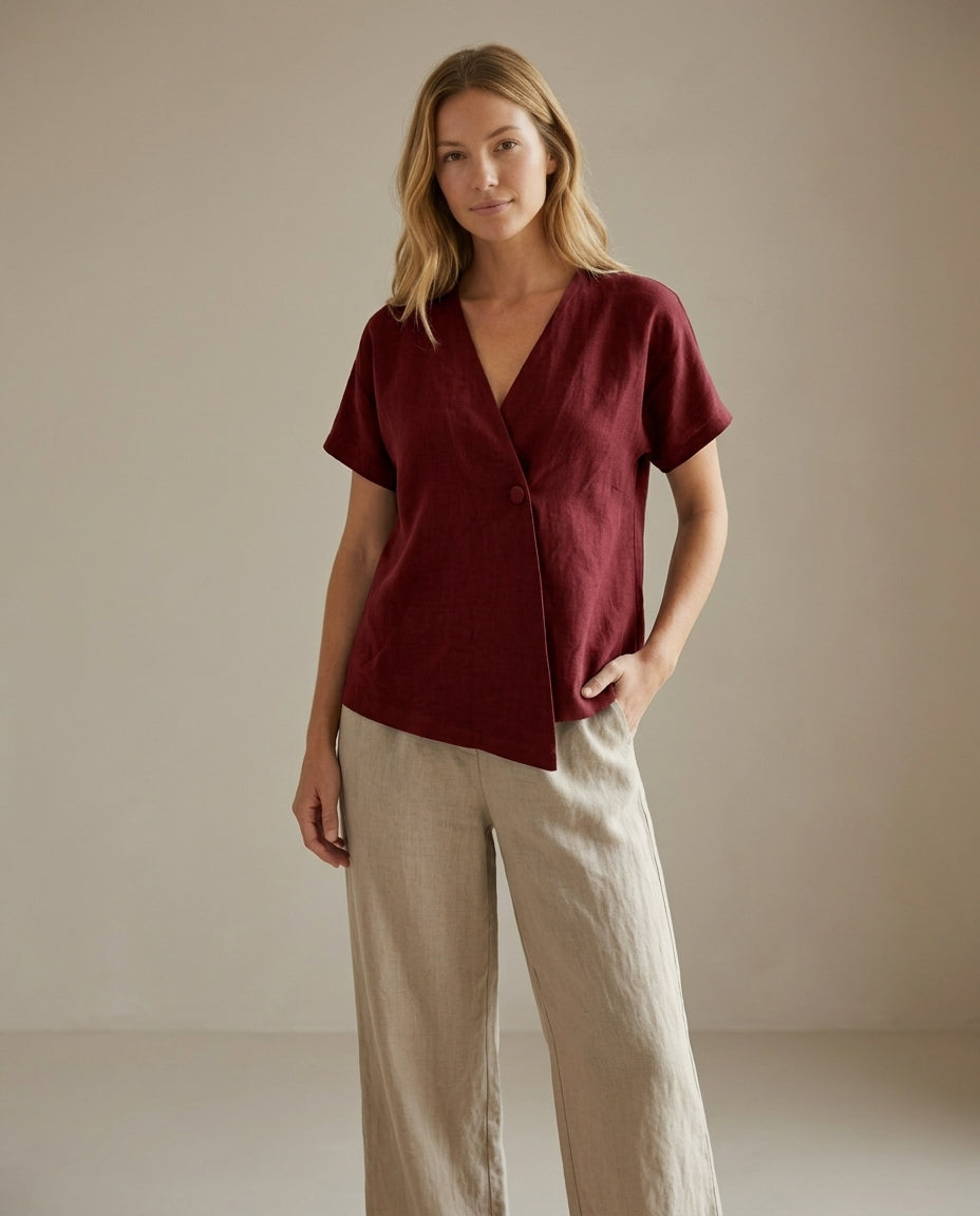 Linen Wrap Blouse