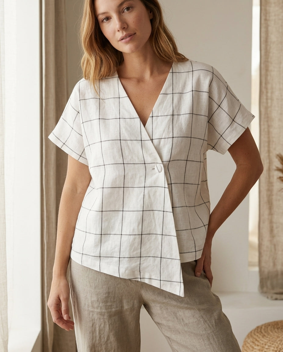 Linen Wrap Blouse
