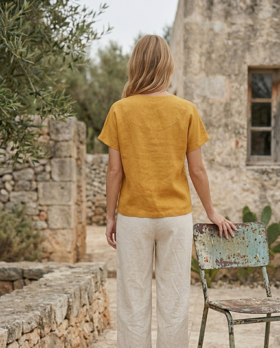 Linen Wrap Blouse