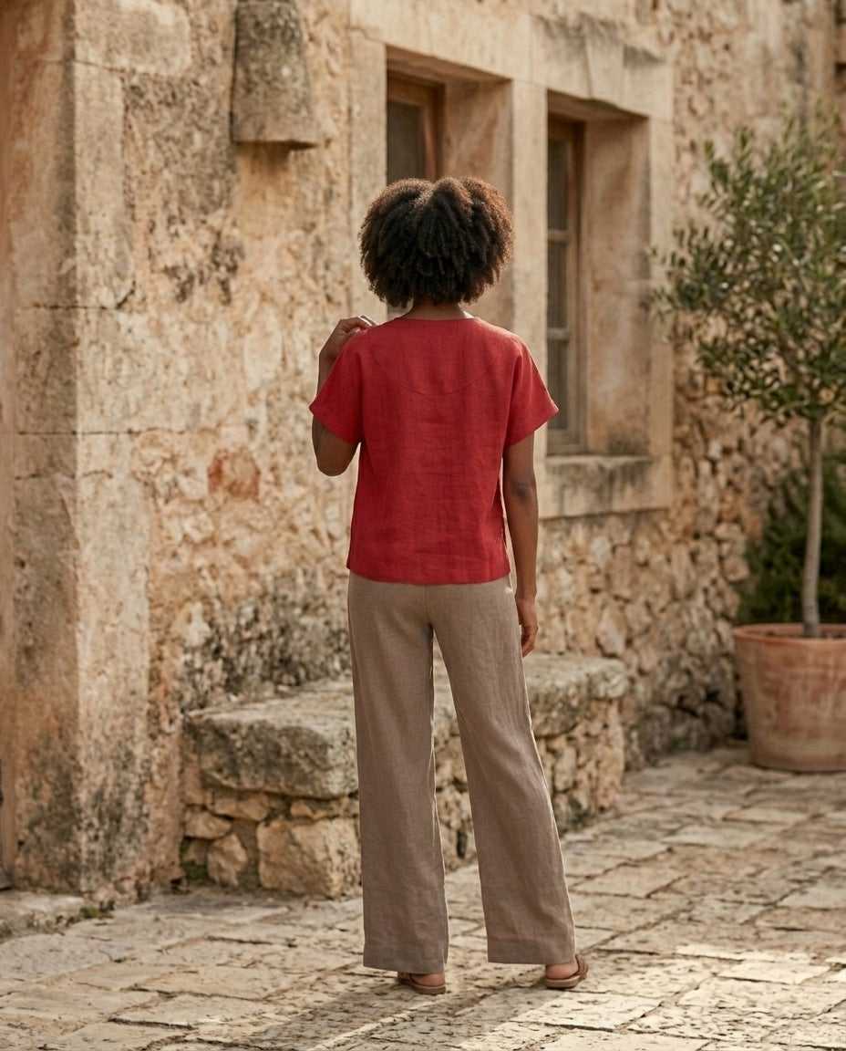 Linen Wrap Blouse