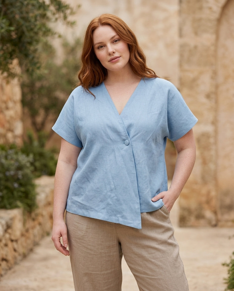 Linen Wrap Blouse