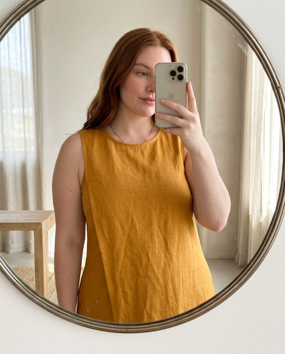Sleeveless Wrap-Front Linen Midi Dress
