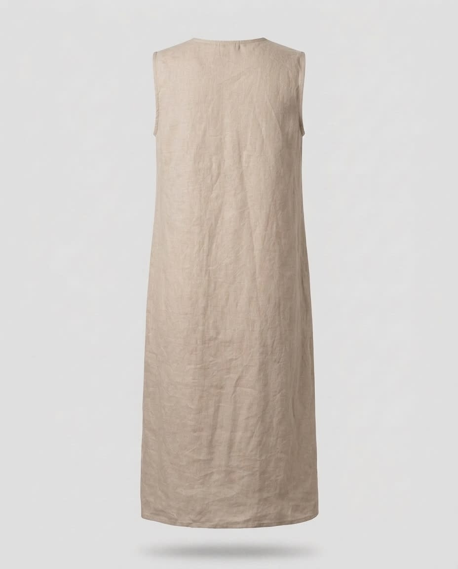 Sleeveless Wrap-Front Linen Midi Dress
