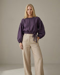 Linen Blouse – Balloon Sleeve, Cropped