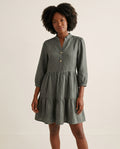 Tiered Linen Dress with Concealed Breastfeeding-Friendly Zipper