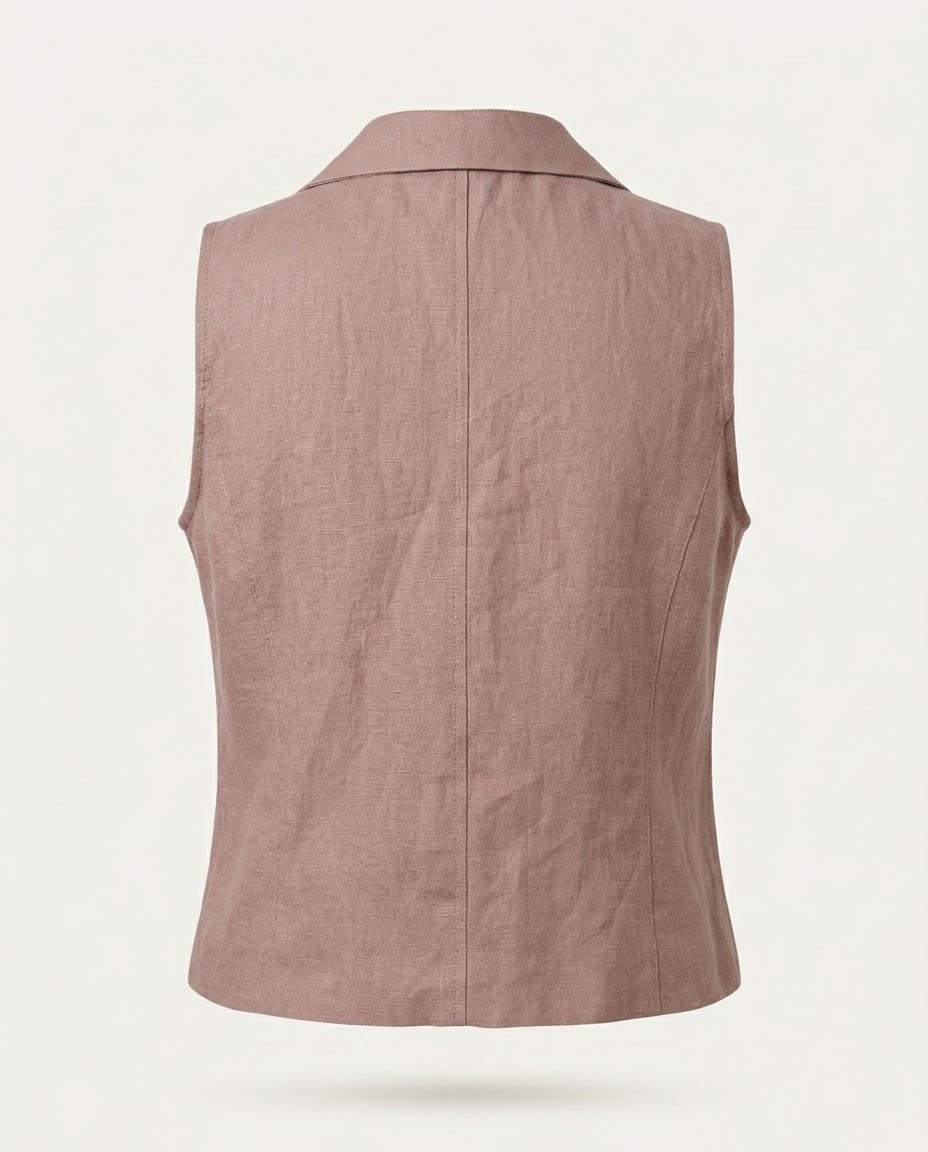 Collared Linen Waistcoat Vest