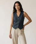 Collared Linen Waistcoat Vest
