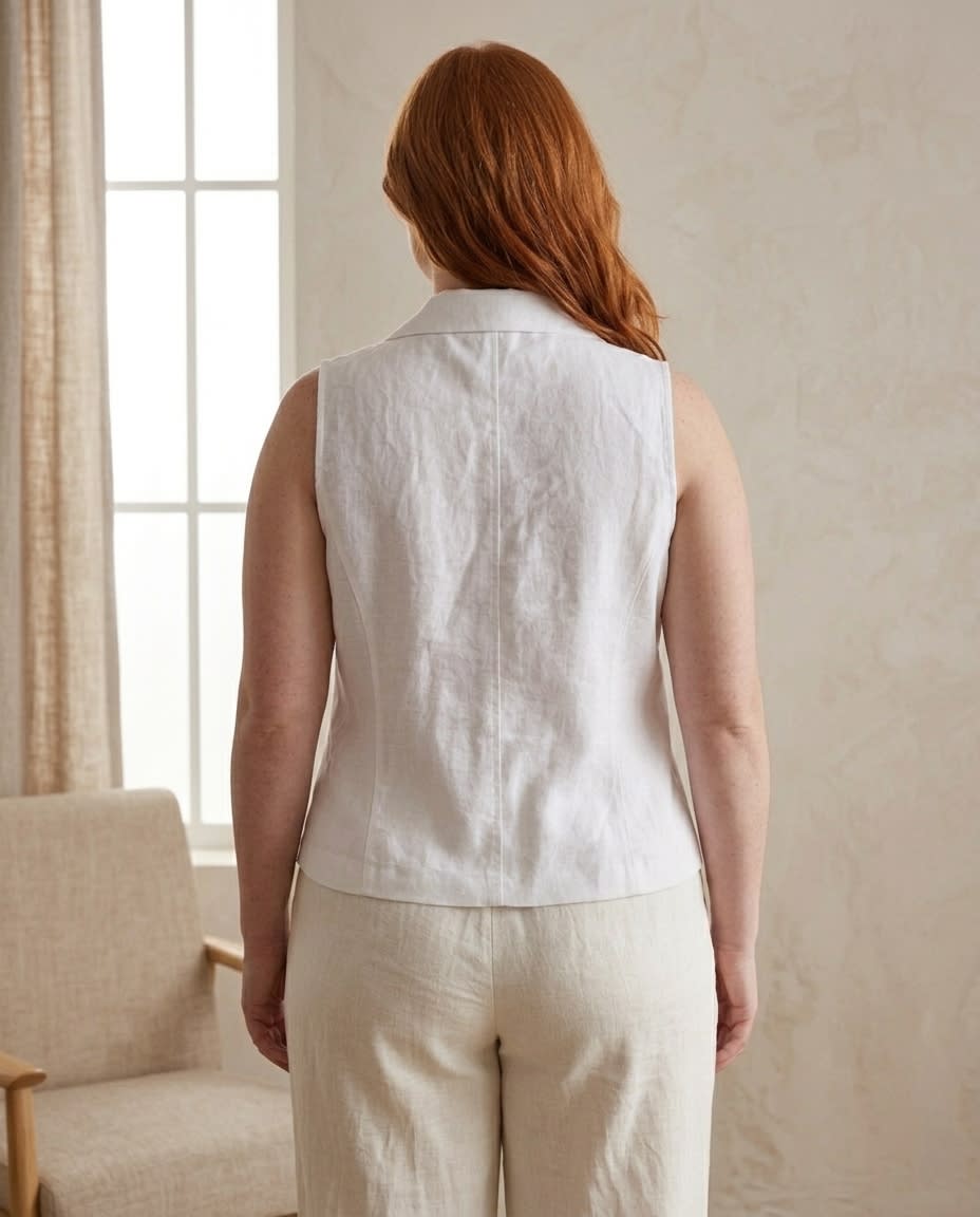 Collared Linen Waistcoat Vest