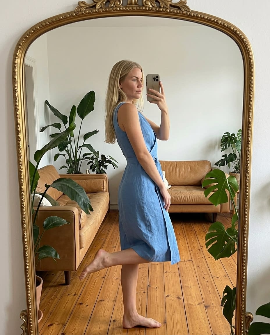 Sleeveless Linen Wrap Dress