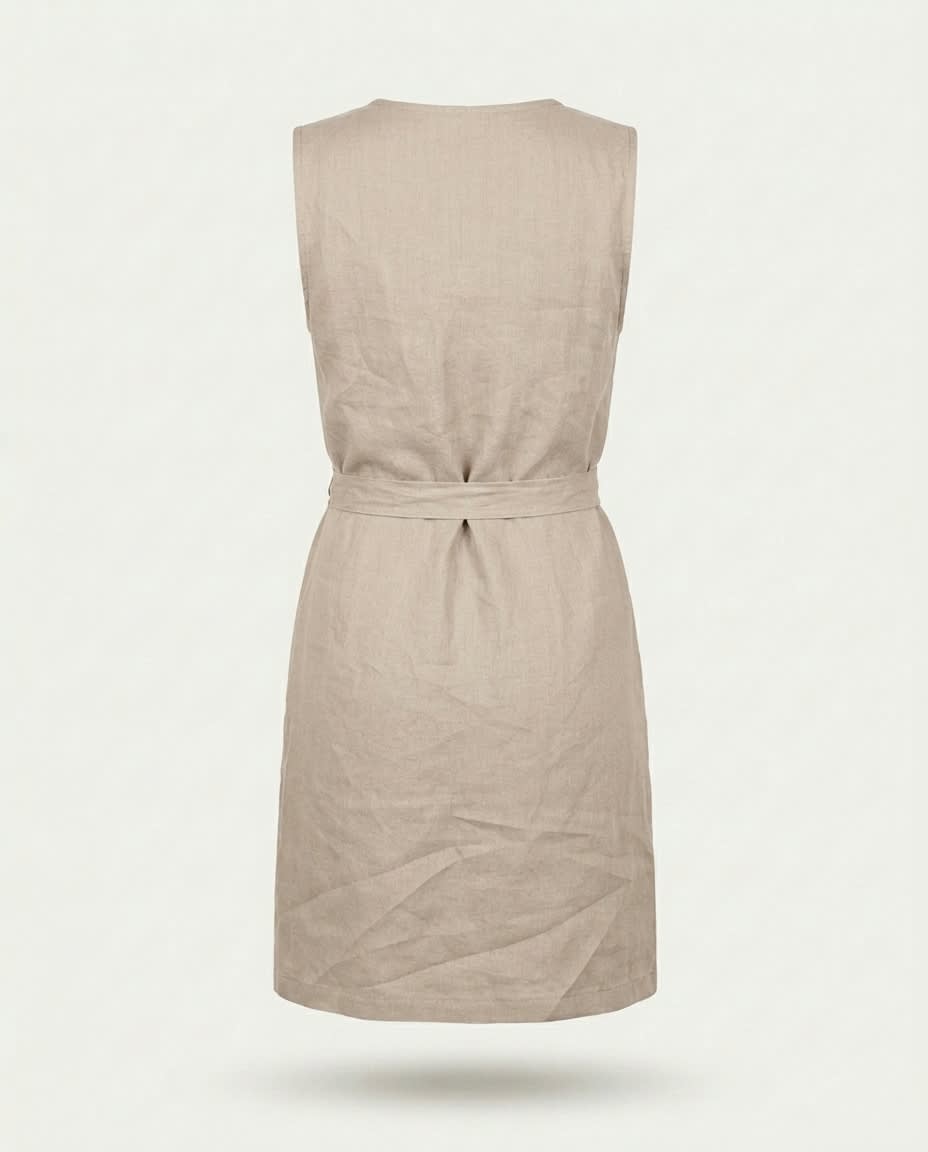 Sleeveless Linen Wrap Dress