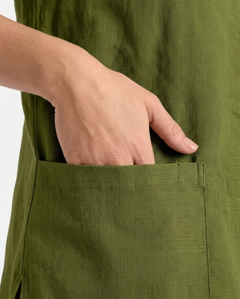 V-Neck Linen Scrub Top