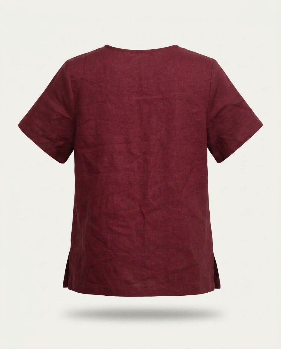V-Neck Linen Scrub Top