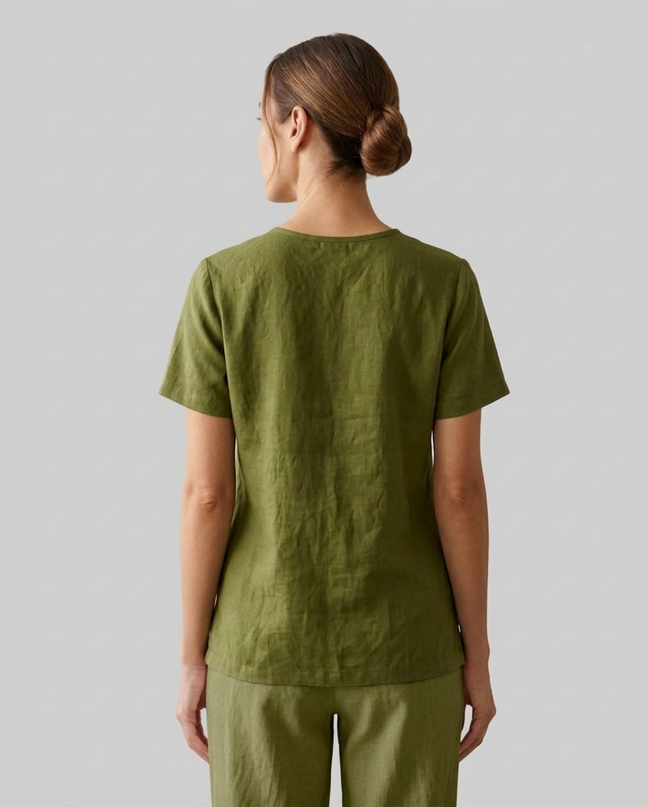 V-Neck Linen Scrub Top
