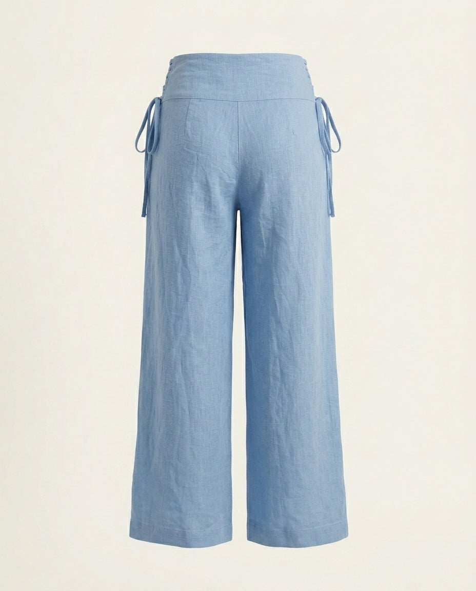 Linen Pants with Side Tie Detail