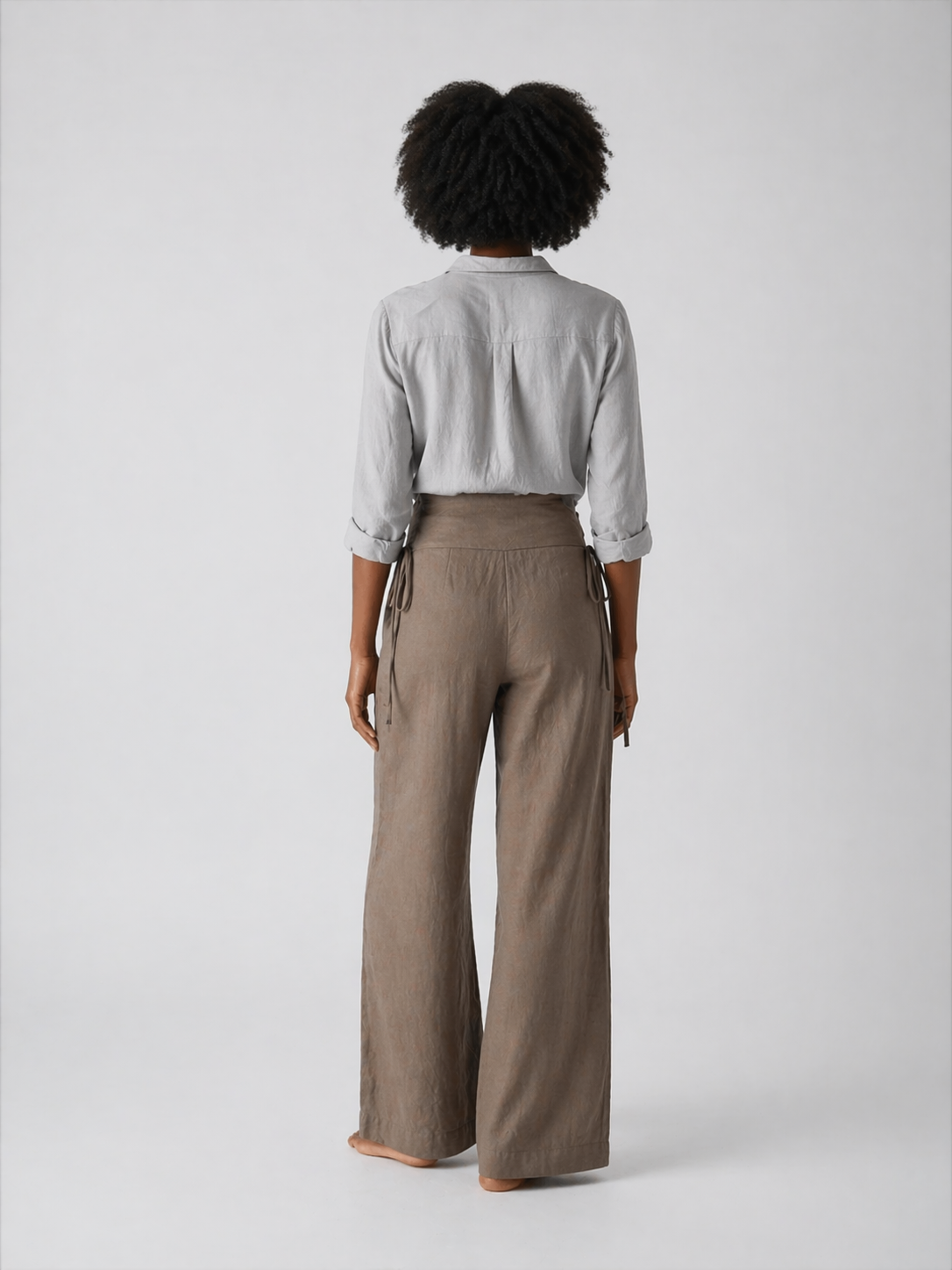 Linen Pants with Side Tie Detail
