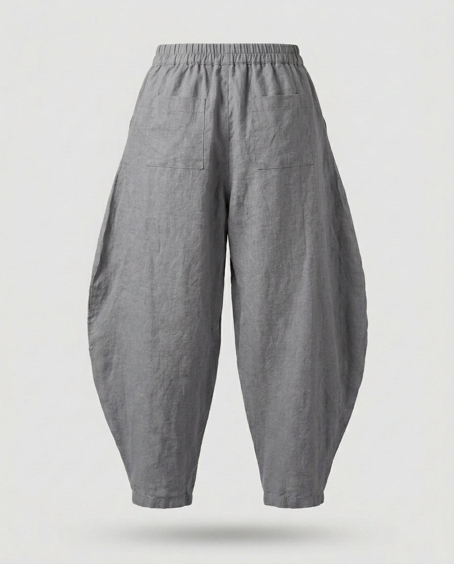 High-Waisted Relaxed Linen Pants with Pockets