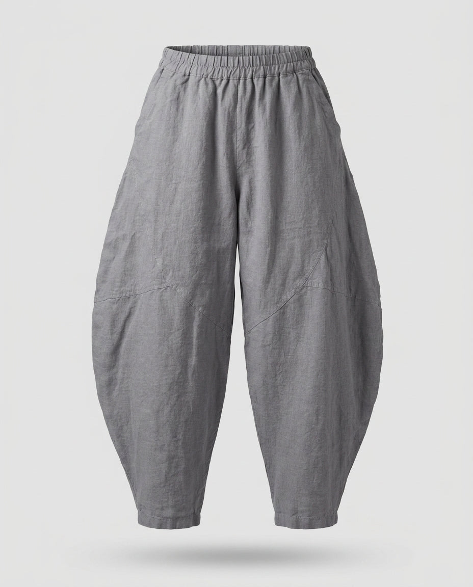 High-Waisted Relaxed Linen Pants with Pockets