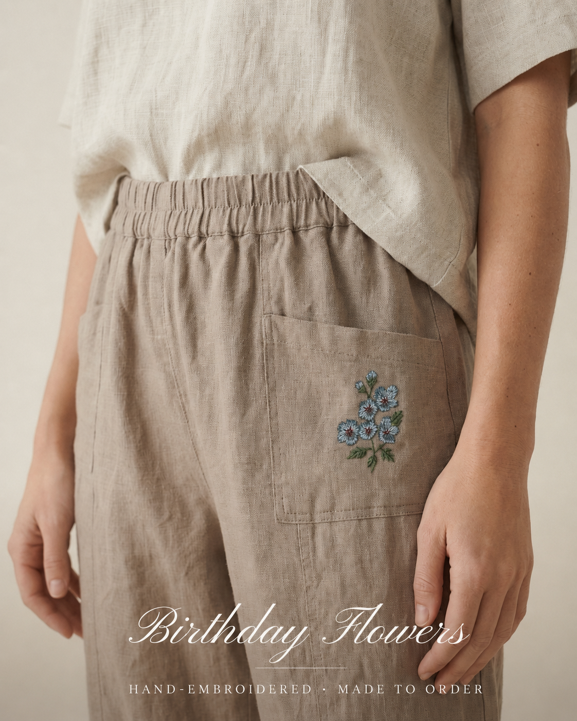High-Waisted Relaxed Linen Pants with Pockets
