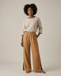 Linen Wide-Leg Pants with Side Slit Detail