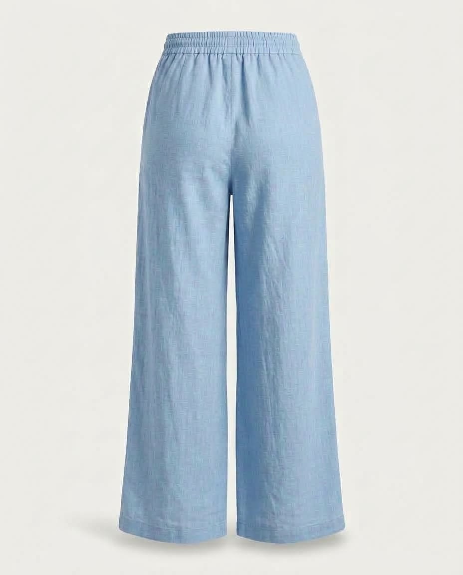 Wide-Leg Drawstring Linen Trousers