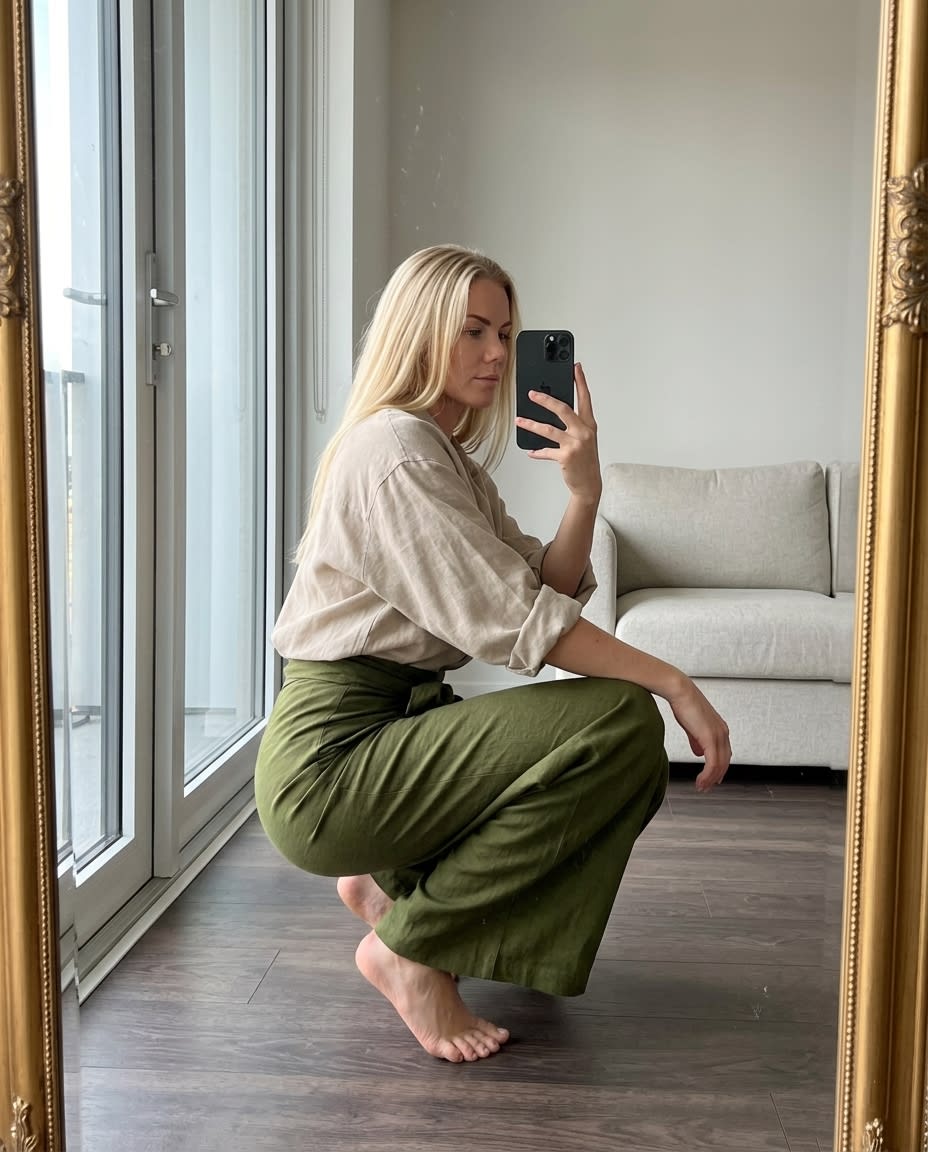 Wrap-Tie Wide-Leg Linen Trousers